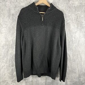 DULUTH TRADING COMPANY Gray Quarter Zip Heavy Sweater Wool Blend Mens Size XL‎